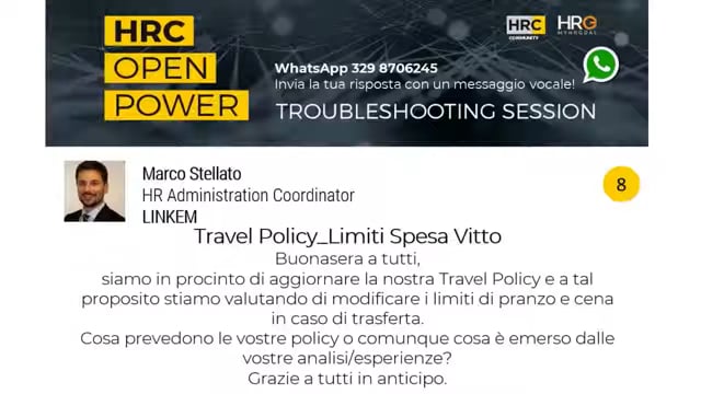 Thumbnail Sonia Romilda Properzi risponde su TRAVEL POLICY E LIMITI SPESA VITTO