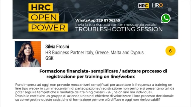 Thumbnail Maria Mannarà_Risponde su_FORMAZIONE FINANZIATA - SEMPLIFICARE, ADATTARE PROCESSO DI REGISTRAZIONE PER TRAINING ON LINE-WEBEX