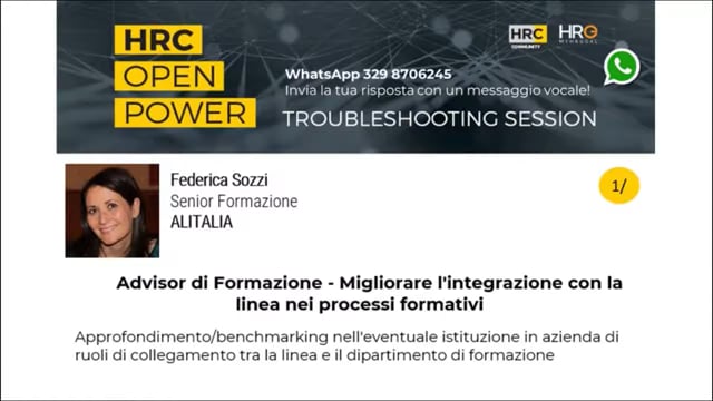 Thumbnail Manuela Ceccarelli_Risponde su_ADVISOR DI FORMAZIONE - MIGLIORARE L'INTEGRAZIONE CON LA LINEA NEI PROCESSI FORMATIVI