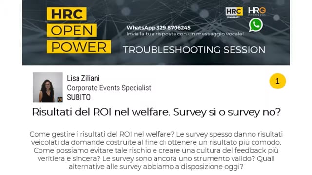 Thumbnail Daniela Colangeli risponde su_RISULTATI DEL ROI NEL WELFARE. 