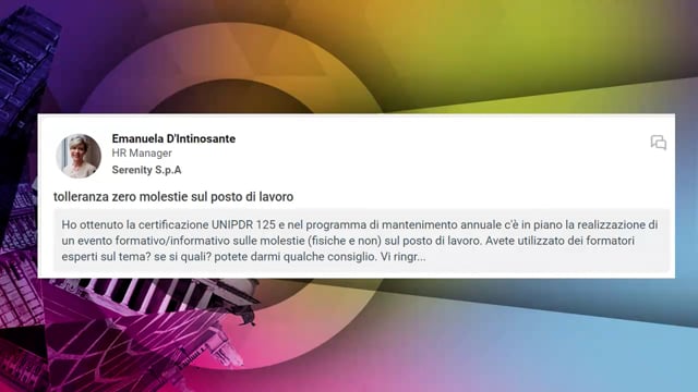 Thumbnail Tolleranza zero molestie sul posto di lavoro P&G